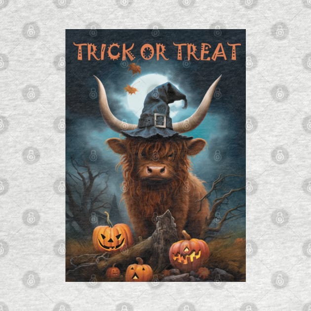 Trick Or treat - Highland Cow by TooplesArt